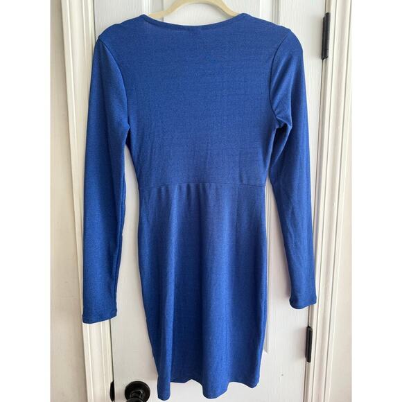 Wild Fable Lurex Long Sleeve Cut Out Blue Dress Sparkles size Medium - Picture 8 of 8